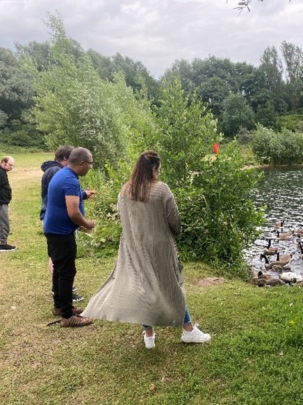 Feeding ducks