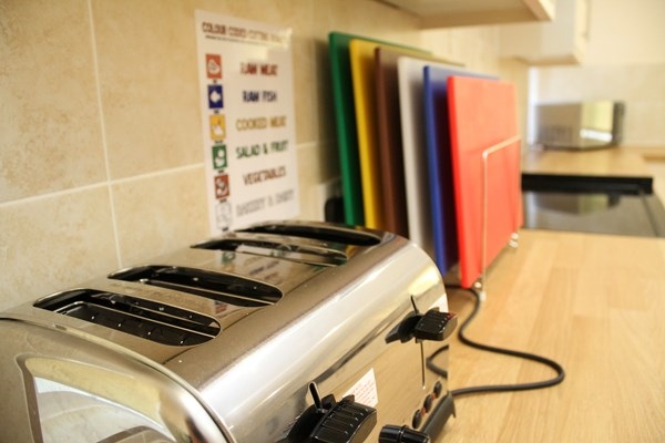 Toaster and chopping boards