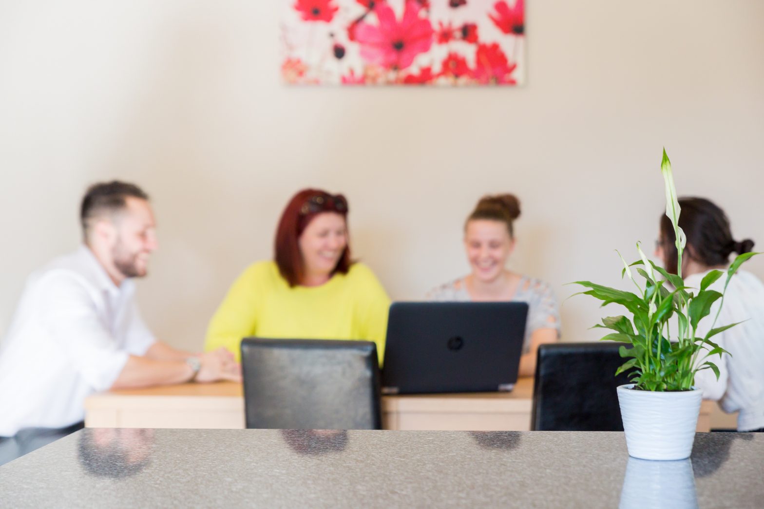 People talking at a table