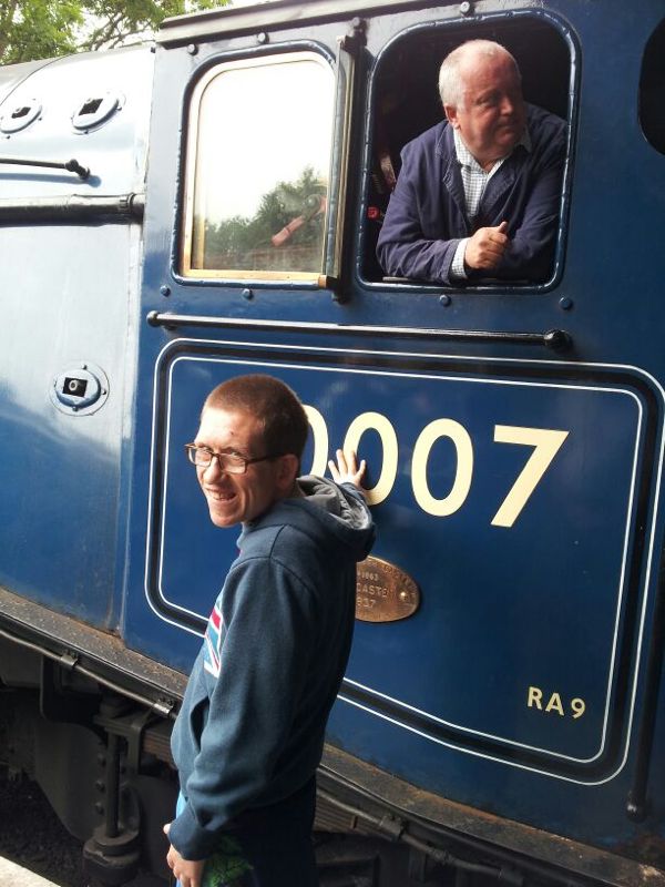 Person with steam engine