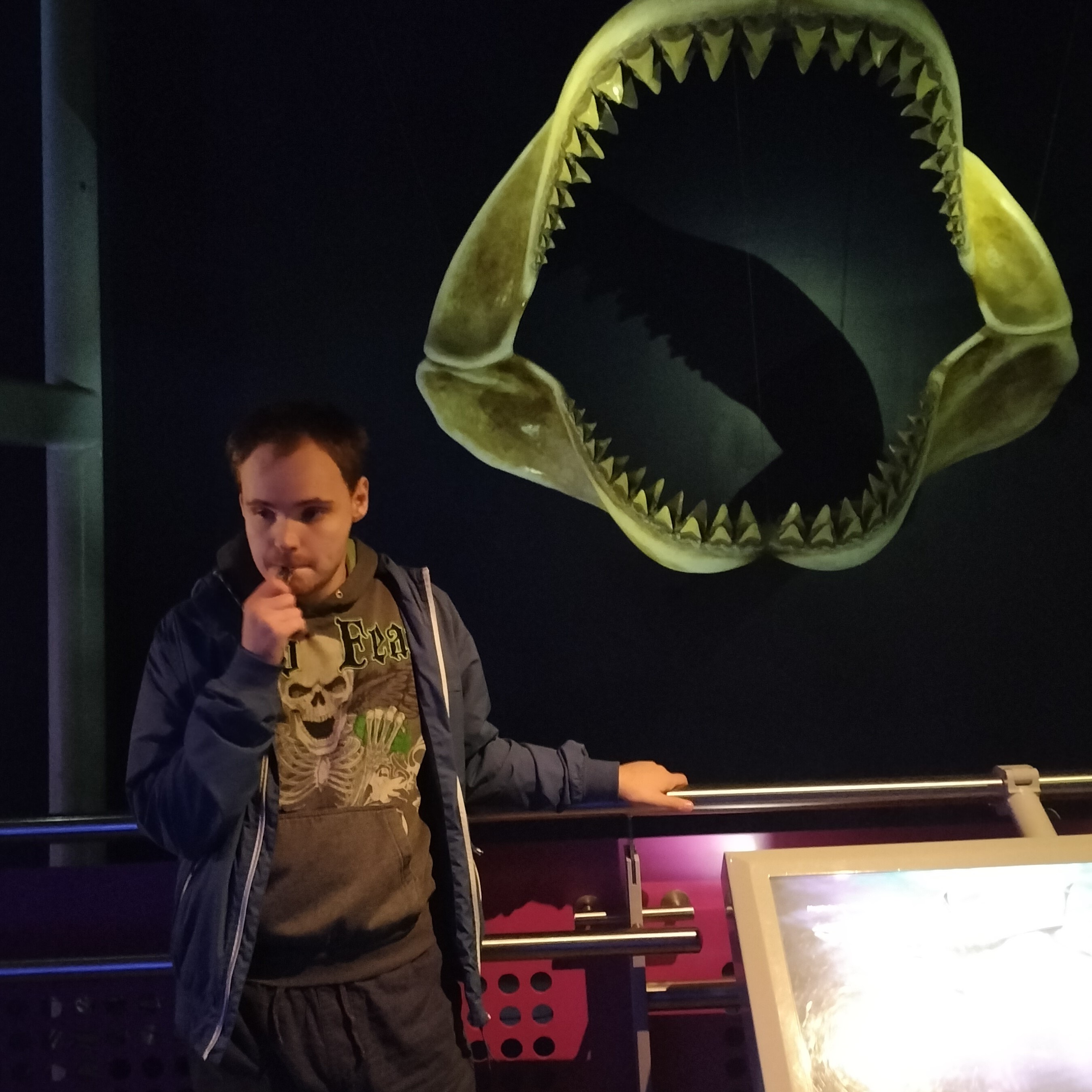 person visiting the deep aquarium