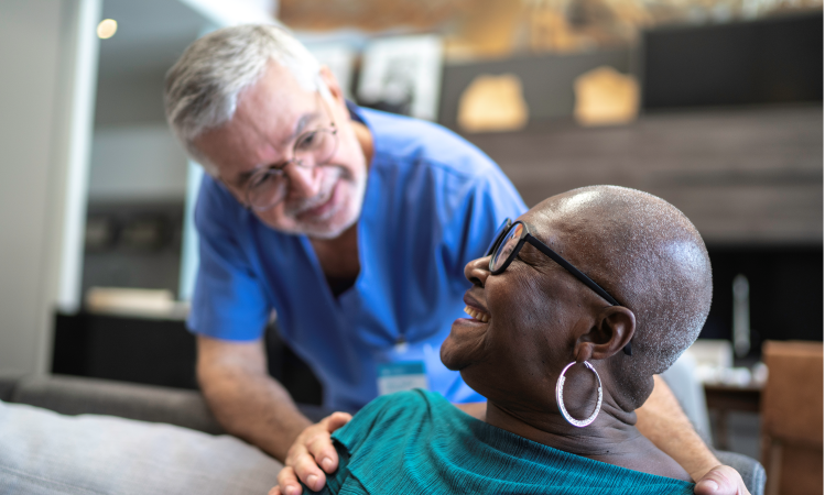 A nurse with a person we support
